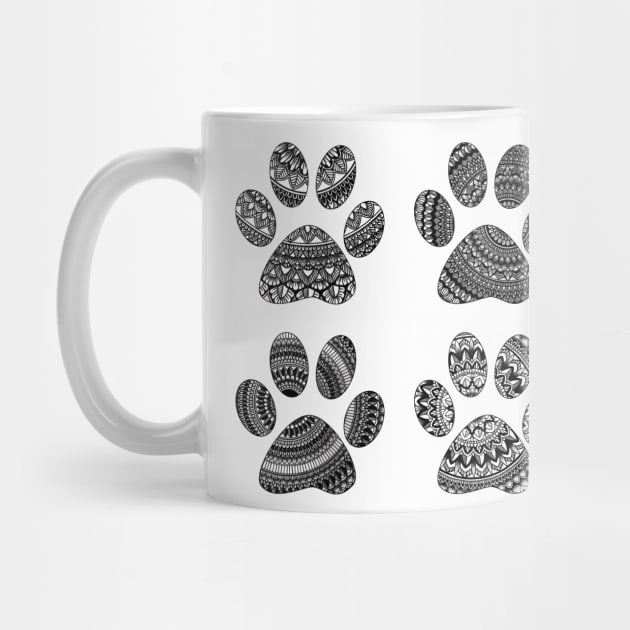 Black and white mandala dog paws pattern by SamridhiVerma18